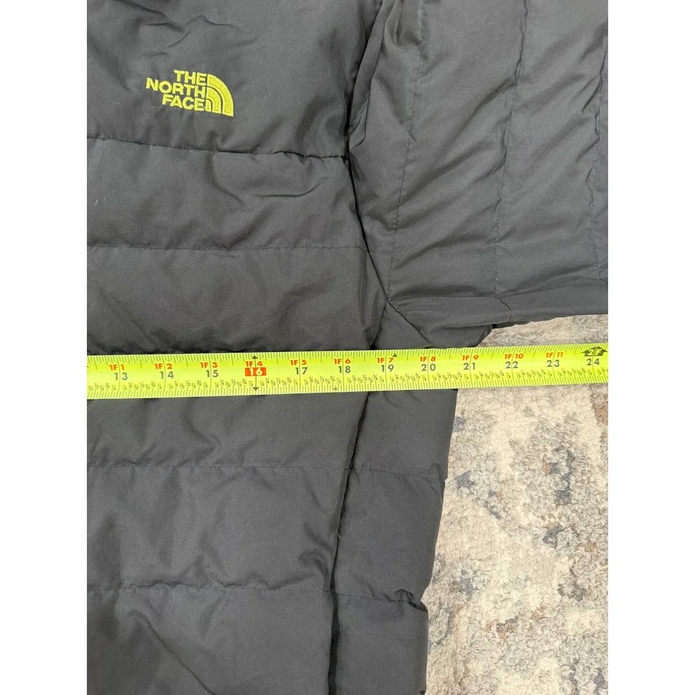 The North Face Mens 550 Down Puffer Jacket Black Lime Green Small Mock Neck Zip